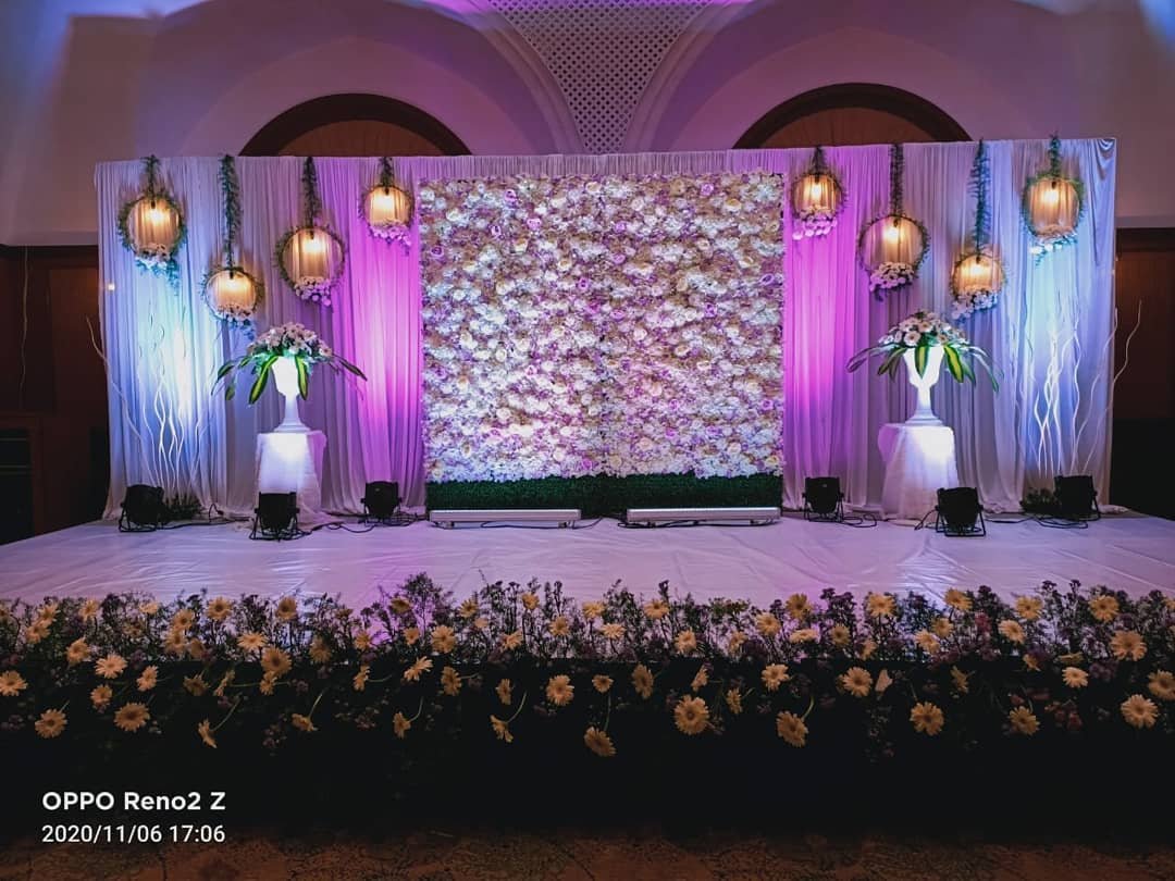 Floral wall wedding stage decoration