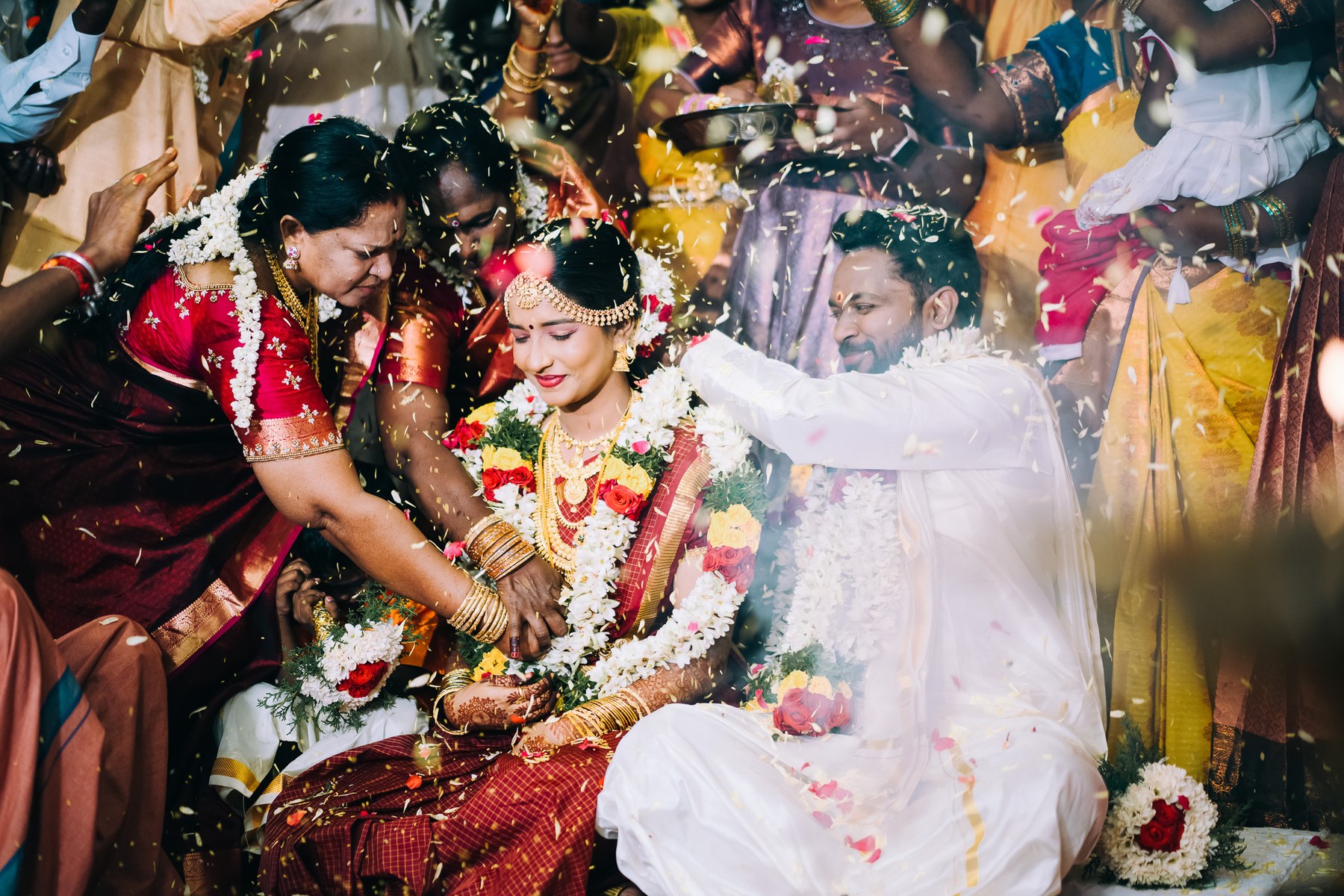 Wedding confetti moment