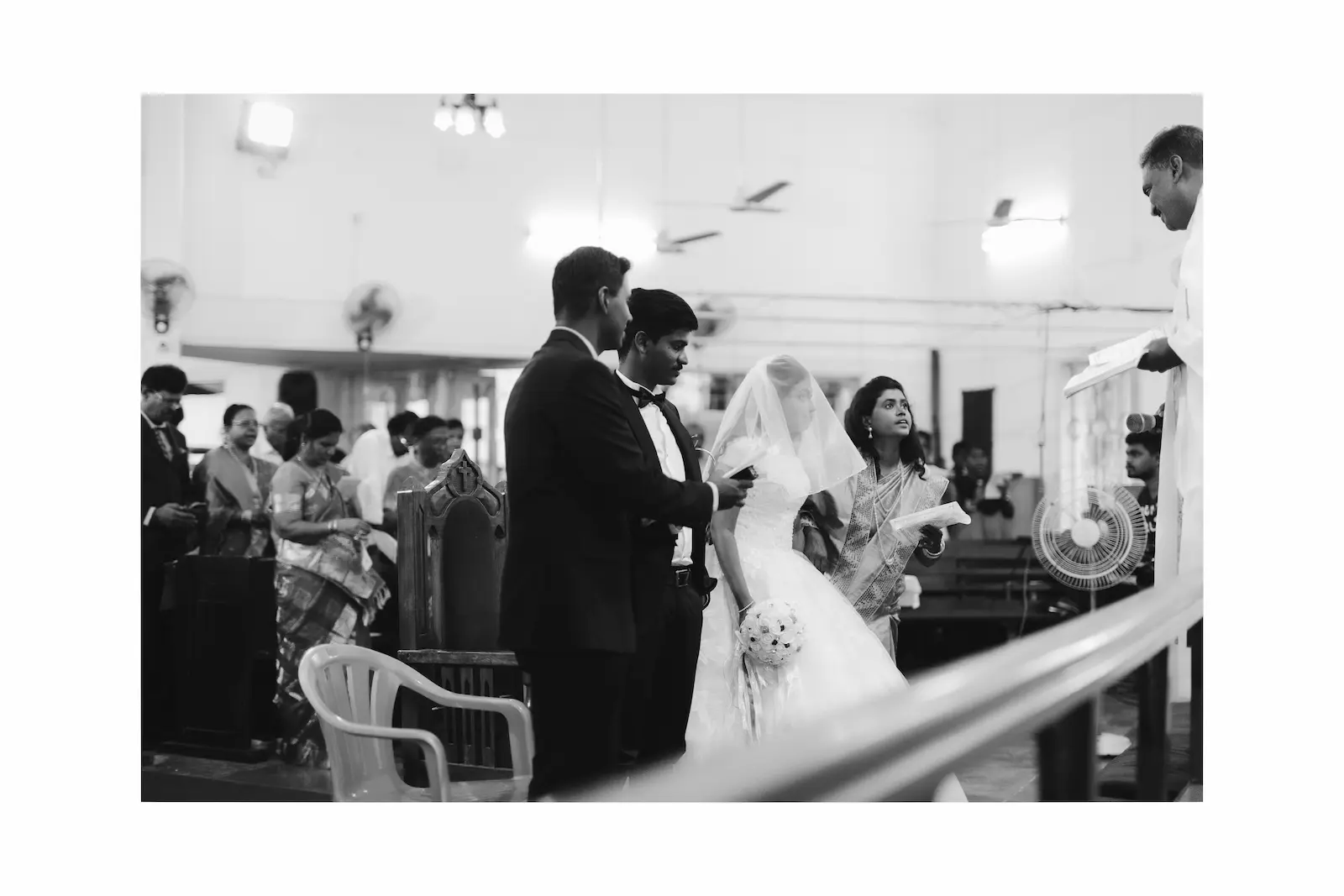 Church Ceremony — Black & White — Thulir Weddings Chennai