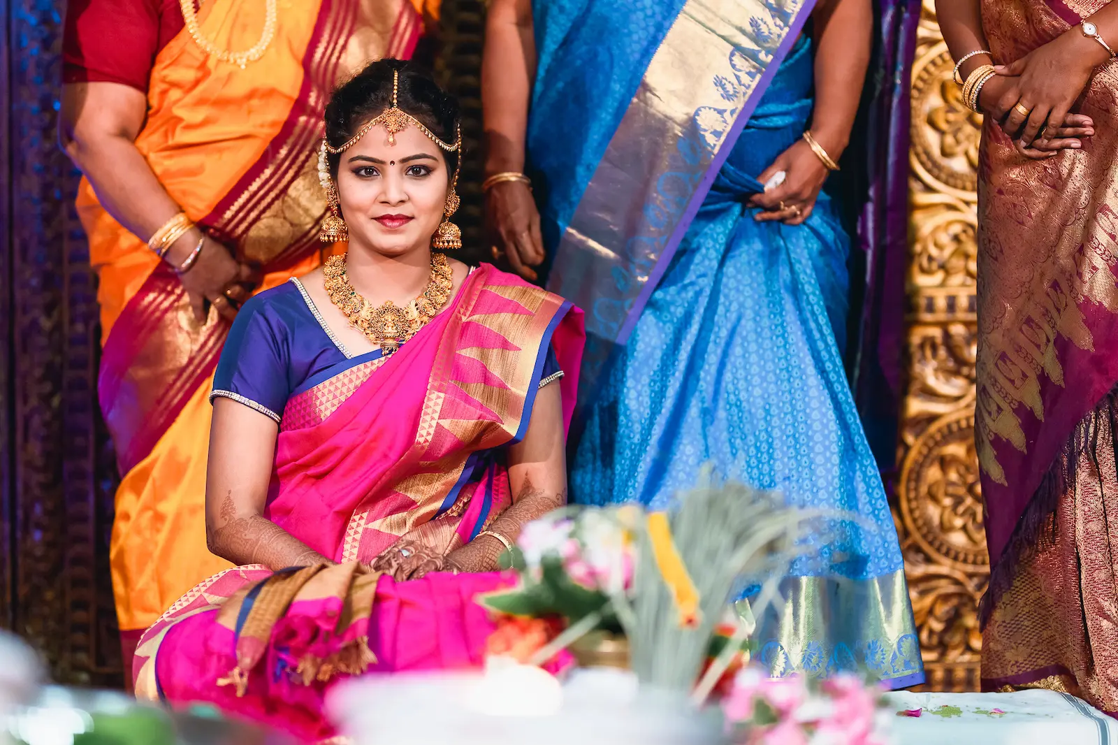 Bridal Portrait — Pink Saree — Thulir Weddings Chennai